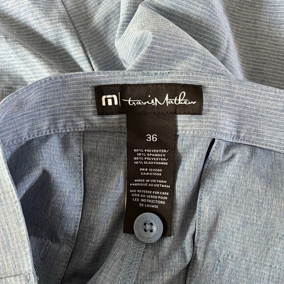 Travis Mathew Blue Microstripe Shorts Sz 36 10 Inch Inseam Golf - Picture 7 of 8